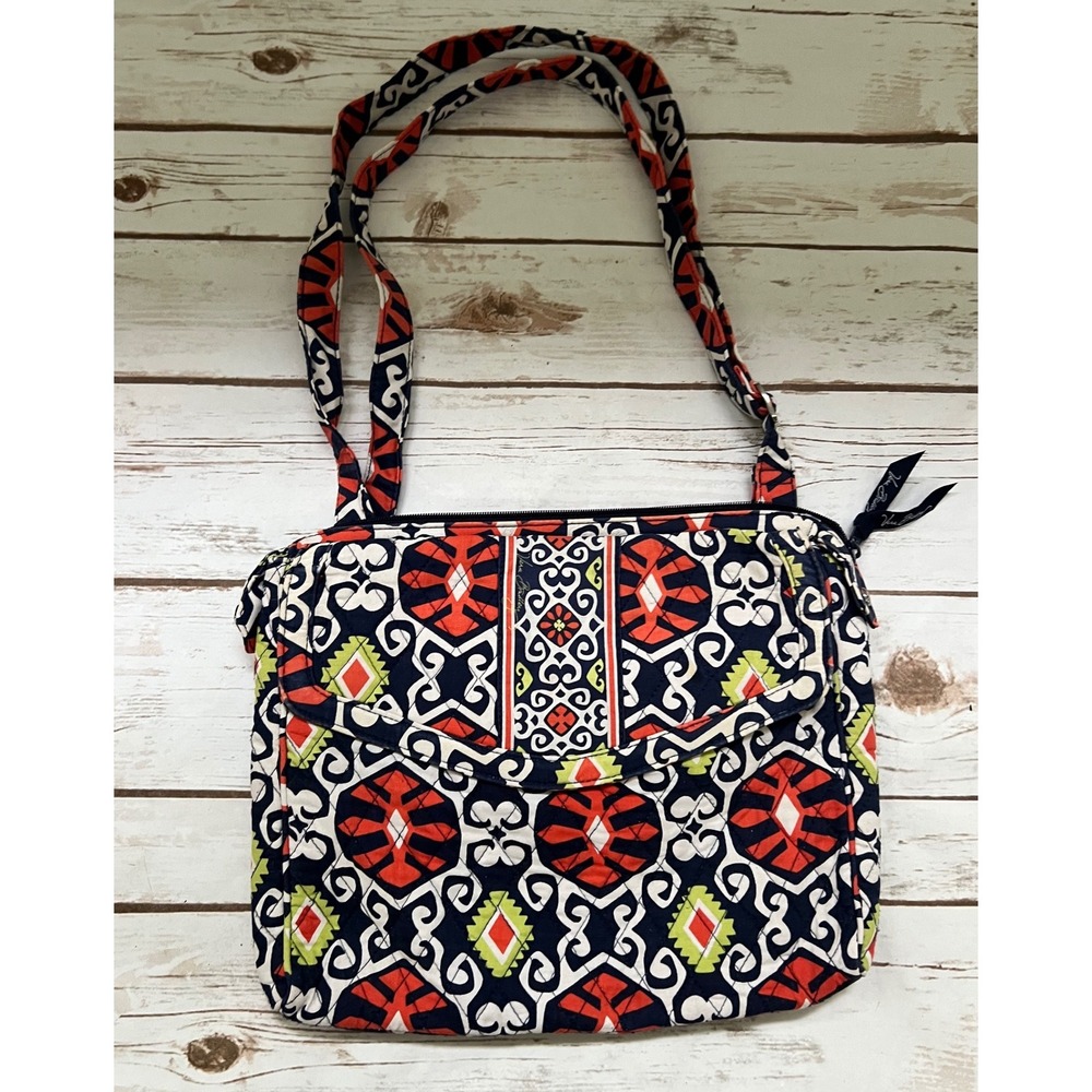 Vera Bradley Crossbody Bag Navy Orange Petal Paisley Quilted One Size